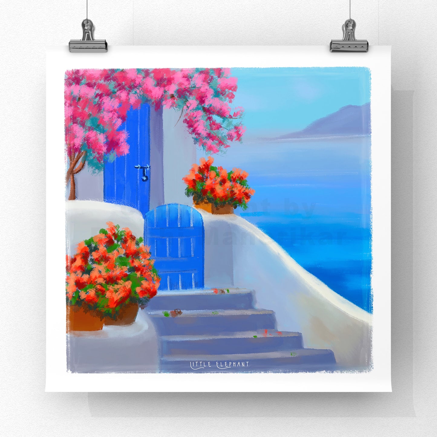 Mykonos Beach Cottage Giclee Fine Art Prints