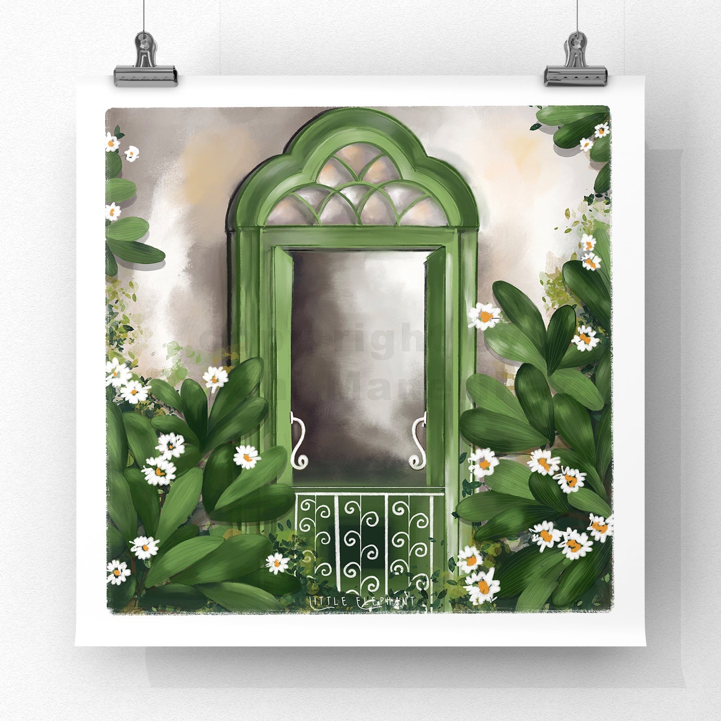 Forest Green Window Giclee Fine Art Prints