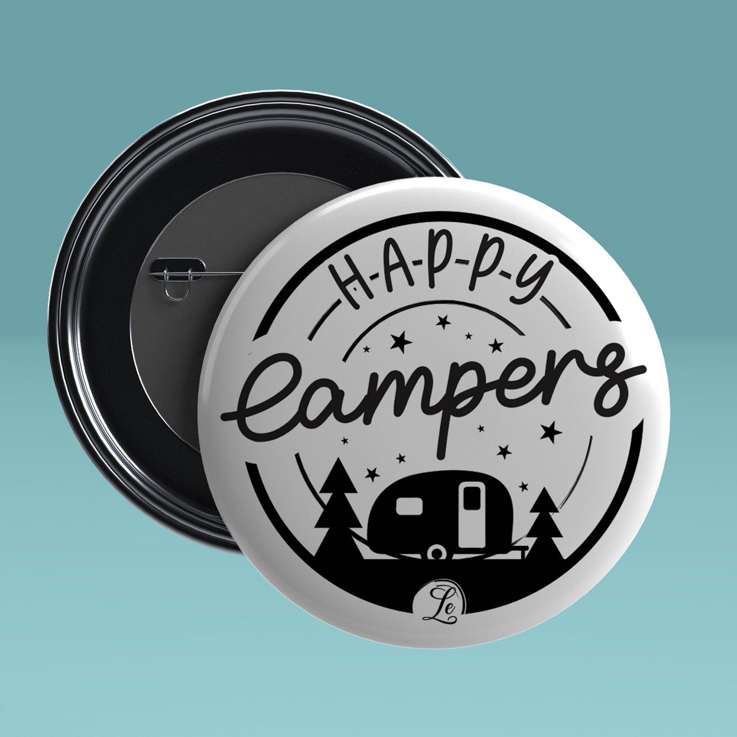 Happy Campers Round Pin Badge with Magnet