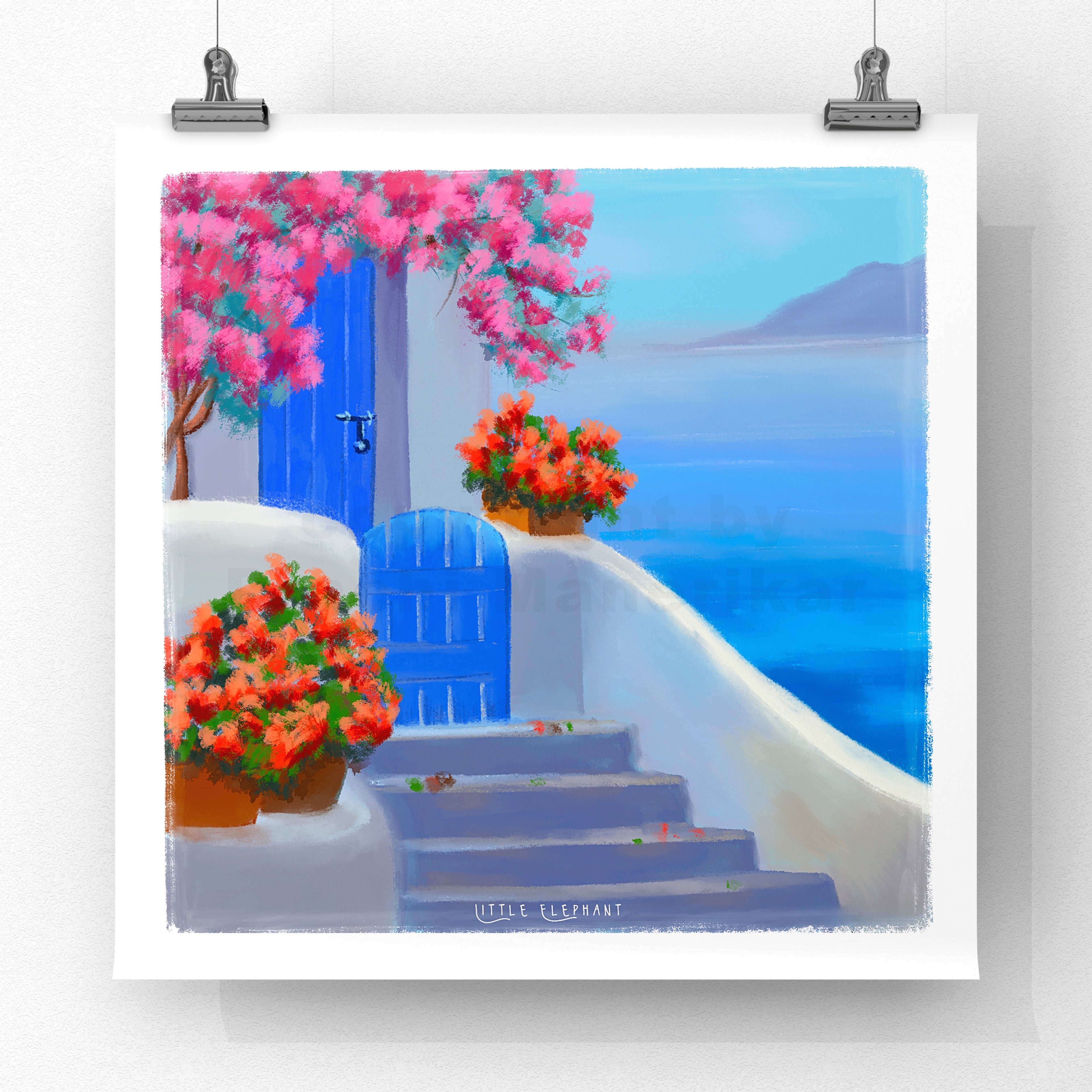 Mykonos Beach Cottage Giclee Fine Art Prints