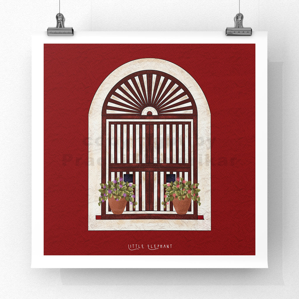 Brick Red Window Giclee Fine Art Prints