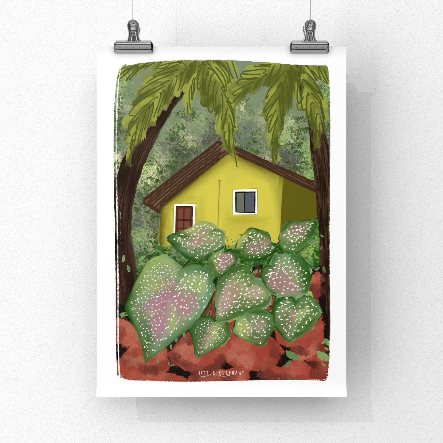 Caladium Yellow House Giclee Fine Art Prints