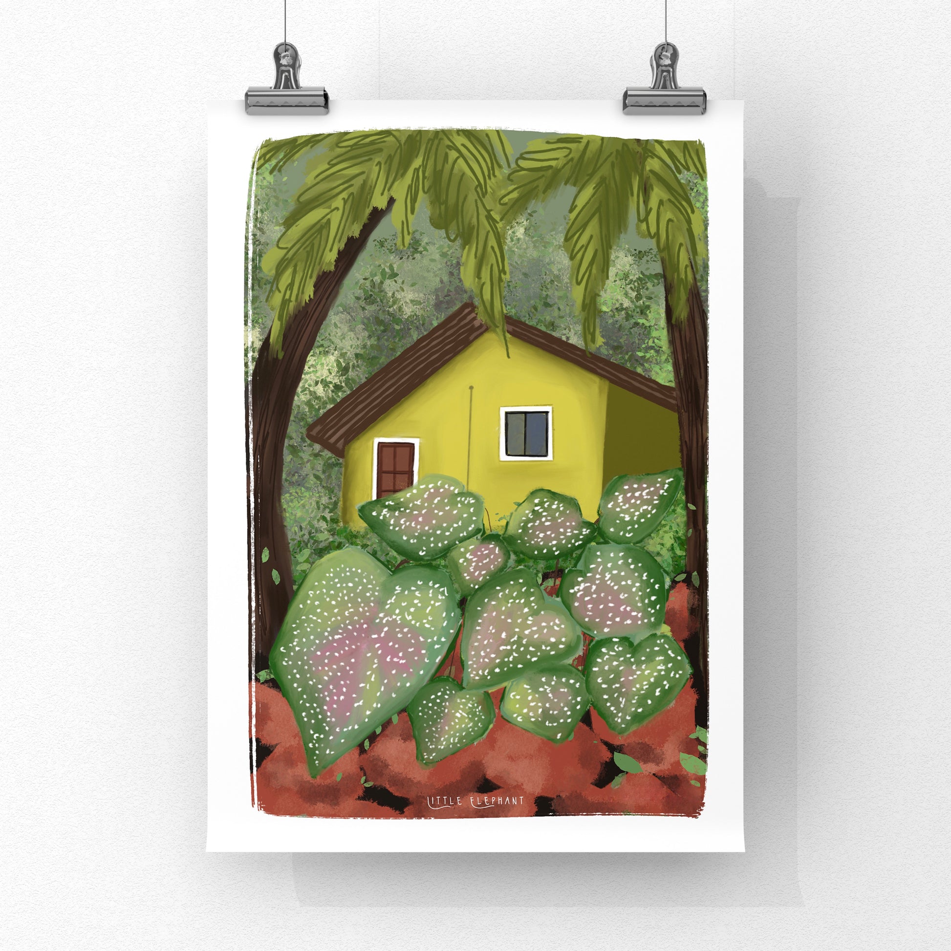 Caladium Yellow House Giclee Fine Art Prints