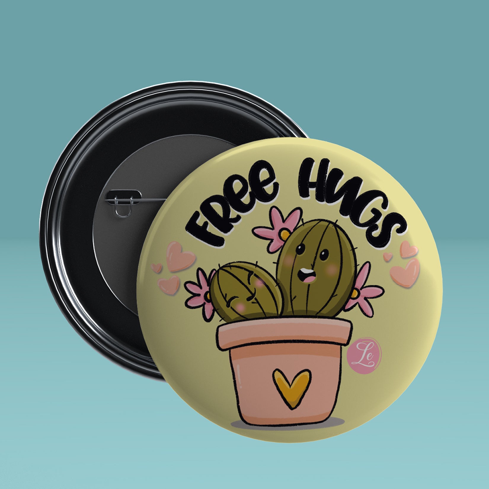 FREE HUGS Round Pin Badge with Magnet 