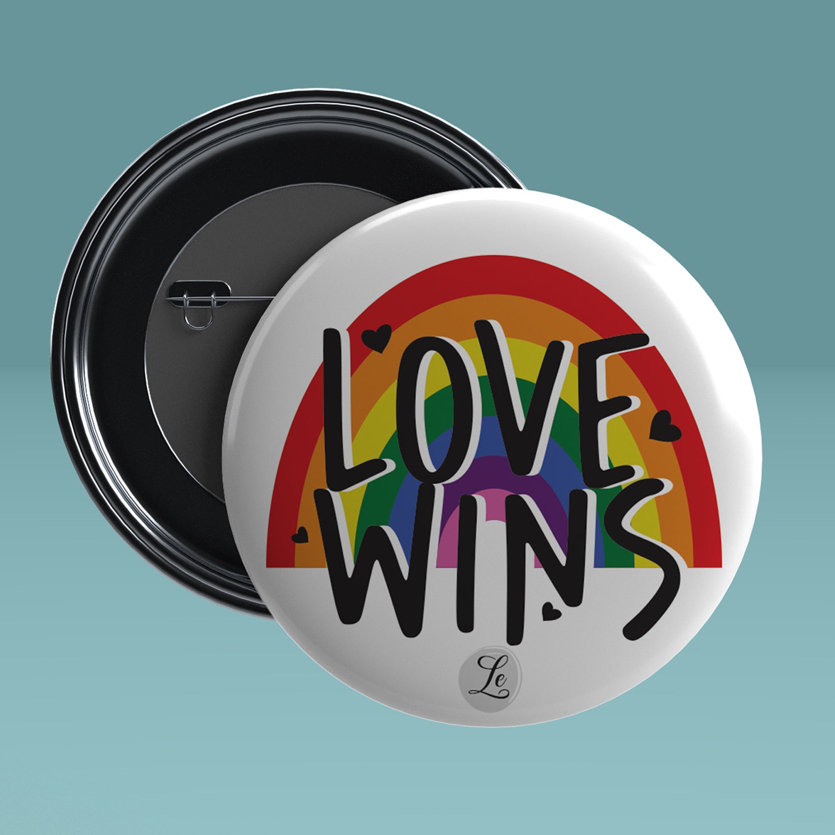 Love Wins Round Pin Badge with Magnet